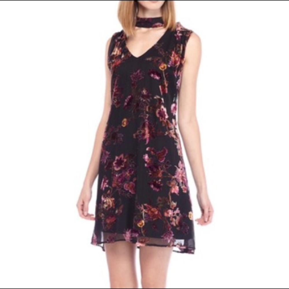 Luxology Black Velvet Floral Cocker Dress